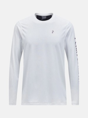 Peak Performance Alum Light Long Sleeve Men's T-Shirt White / Black | VTO34-656