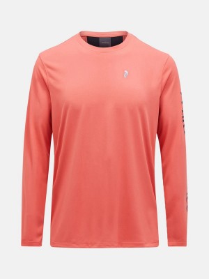 Peak Performance Alum Light Long Sleeve Men's T-Shirt Pink / Black | UPT87-060