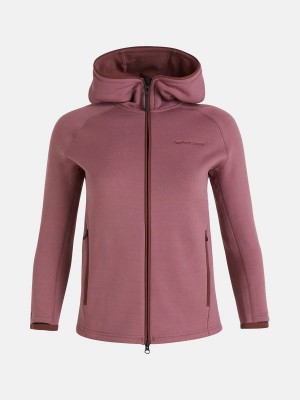 Peak Performance Chill Zip Hood Women's Jacket Pink / Burgundy | ZMQ37-679