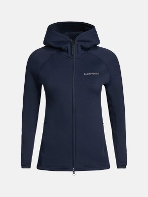 Peak Performance Chill Zip Hood Women's Jacket Navy | OKJ05-081