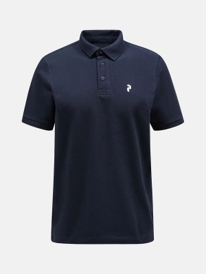 Peak Performance Classic Cotton Men's Polo Shirt Navy | HPE67-857