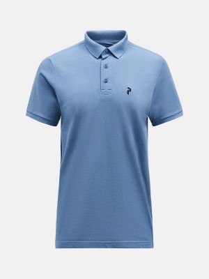 Peak Performance Classic Cotton Men's Polo Shirt Blue | EKA63-922