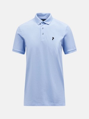 Peak Performance Classic Cotton Men's Polo Shirt Blue | PDQ04-968