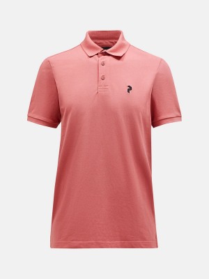 Peak Performance Classic Cotton Men's Polo Shirt Pink | JQP68-375