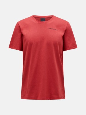 Peak Performance Explore Logo Men's T-Shirt Red | YOM26-615