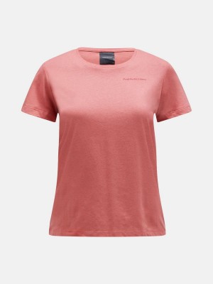 Peak Performance Explore Logo Women's T-Shirt Pink | DLZ90-997