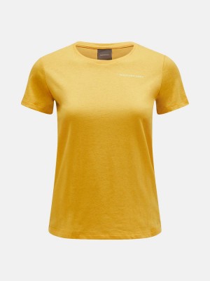 Peak Performance Explore Logo Women's T-Shirt Yellow | BKW19-399