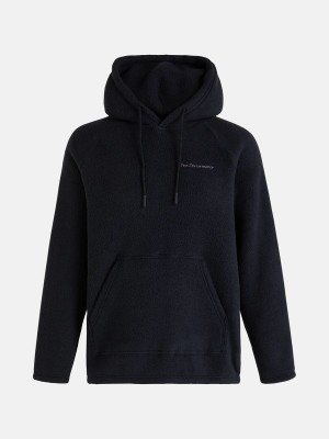 Peak Performance Fleece Men's Hoodie Black | CAJ79-285