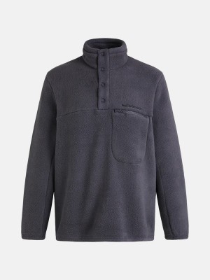 Peak Performance Fleece Snap T-Neck Men's Sweater Grey | TQZ37-656