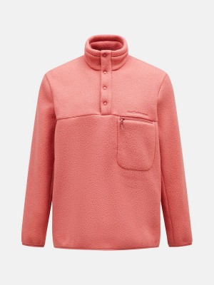 Peak Performance Fleece Snap T-Neck Men's Sweater Pink | KHA43-655