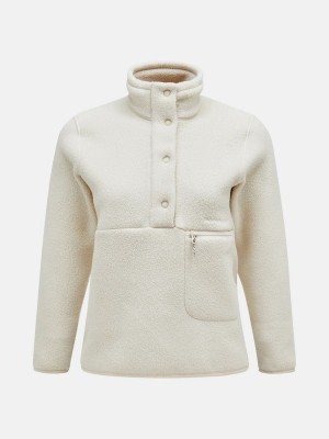 Peak Performance Fleece Snap T-Neck Women's Sweater Beige | MAC60-795