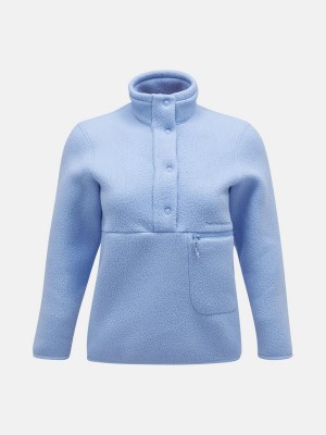 Peak Performance Fleece Snap T-Neck Women's Sweater Blue | GYJ16-246