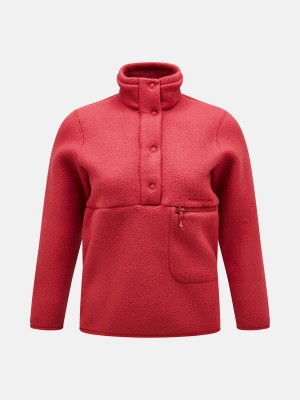 Peak Performance Fleece Snap T-Neck Women's Sweater Red | MTM05-826