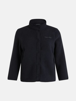 Peak Performance Fleece Snap Women's Cardigan Black | BEP83-599