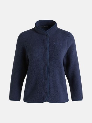 Peak Performance Fleece Snap Women's Cardigan Navy | RYF29-600