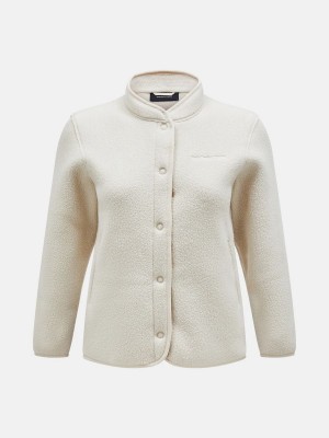 Peak Performance Fleece Snap Women's Cardigan Beige | FGH16-588