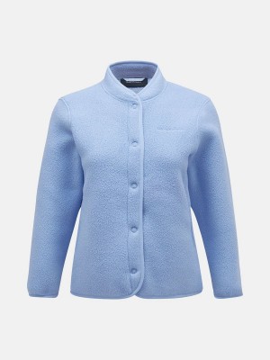 Peak Performance Fleece Snap Women's Cardigan Blue | EDC86-073