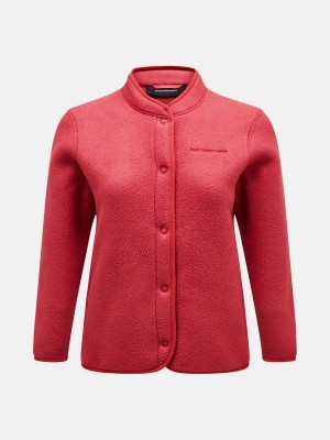 Peak Performance Fleece Snap Women's Cardigan Red | AUA37-952