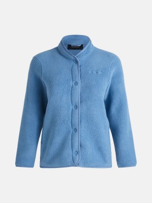 Peak Performance Fleece Snap Women's Cardigan Blue | WPO66-286