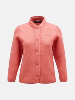 Peak Performance Fleece Snap Women's Cardigan Pink | MPY55-670