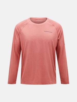 Peak Performance Fly Long Sleeve Men's T-Shirt Pink | OVW81-024