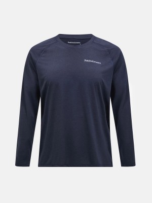 Peak Performance Fly Long Sleeve Men's T-Shirt Navy | ONR24-439