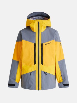 Peak Performance Gravity Gore-Tex 3L Men's Ski Jacket Gold / Grey | DGD92-157