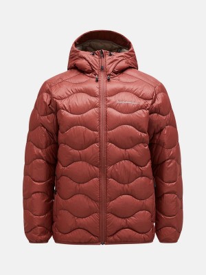 Peak Performance Helium Hood Men's Down Jacket Burgundy / Beige | JUH10-258