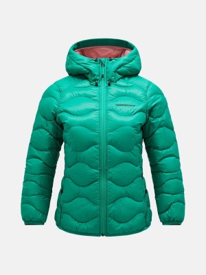 Peak Performance Helium Hood Women's Down Jacket Green / Pink | XCN71-300