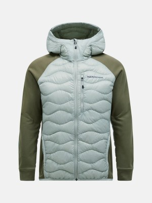 Peak Performance Helium Hybrid Hood Men's Down Jacket Green / Green | NUL39-464