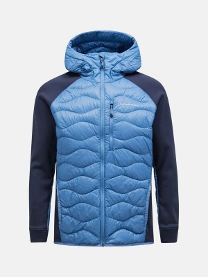 Peak Performance Helium Hybrid Hood Men's Down Jacket Blue / Navy | IWC62-709