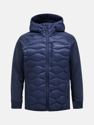 Peak Performance Helium Hybrid Hood Men's Down Jacket Navy | KAW10-528