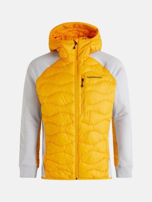 Peak Performance Helium Hybrid Hood Men's Down Jacket Yellow / Grey | BVR10-162