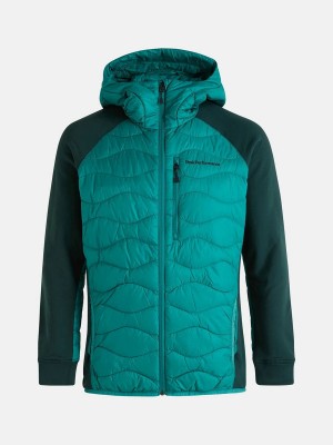 Peak Performance Helium Hybrid Hood Men's Down Jacket Green / Green | VZH70-850