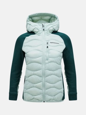 Peak Performance Helium Hybrid Hood Women's Down Jacket Green / Green | JQA98-997