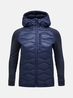 Peak Performance Helium Hybrid Hood Women's Down Jacket Navy | NLU36-030