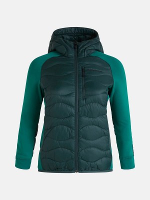 Peak Performance Helium Hybrid Hood Women's Down Jacket Green / Green | HRF35-908