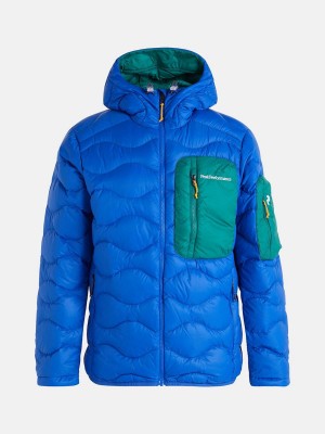 Peak Performance Helium Utility Hood Men's Down Jacket Blue / Green | DVJ16-149