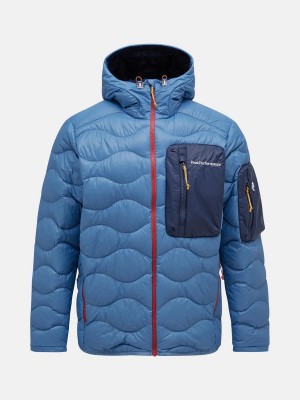 Peak Performance Helium Utility Hood Men's Down Jacket Blue / Navy | QKC84-444