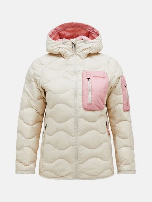 Peak Performance Helium Utility Hood Women's Down Jacket Beige / Pink | DEN83-180