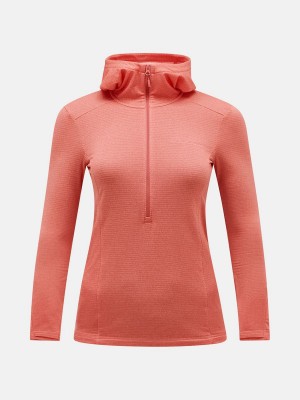 Peak Performance Light Hooded Fleece Half Zip Women's Sweatshirt Pink / Pink | LTE55-748