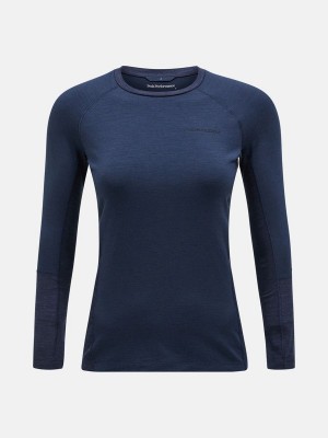 Peak Performance Magic Crew Women's Top Navy / Navy | QIZ59-350