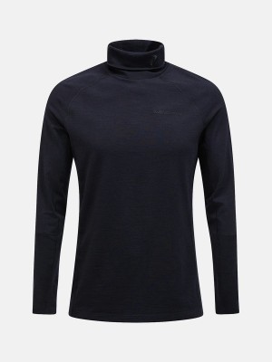 Peak Performance Magic Rollneck Men's Top Black / Black | XAR40-516