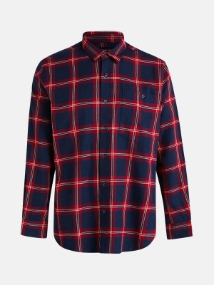 Peak Performance Moment Flanell Men's Shirt Navy / Red | NAZ30-438