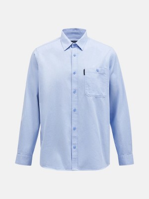 Peak Performance Moment Skiers Men's Shirt Blue | DXS00-925