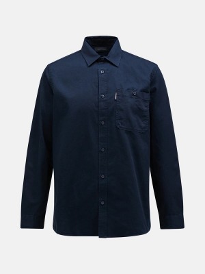 Peak Performance Moment Skiers Men's Shirt Navy | VBK44-628