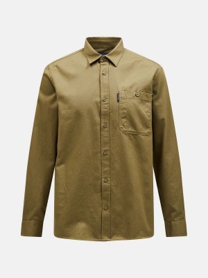 Peak Performance Moment Skiers Men's Shirt Olive | UZL11-346