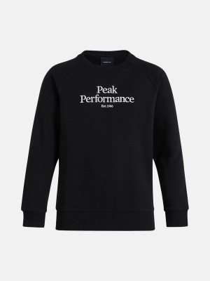 Peak Performance Original Crew Kids' Sweatshirt Black / White | IJZ78-059