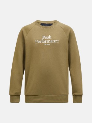 Peak Performance Original Crew Kids' Sweatshirt Olive | YDQ84-759