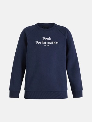 Peak Performance Original Crew Kids' Sweatshirt Navy / White | WUI05-870